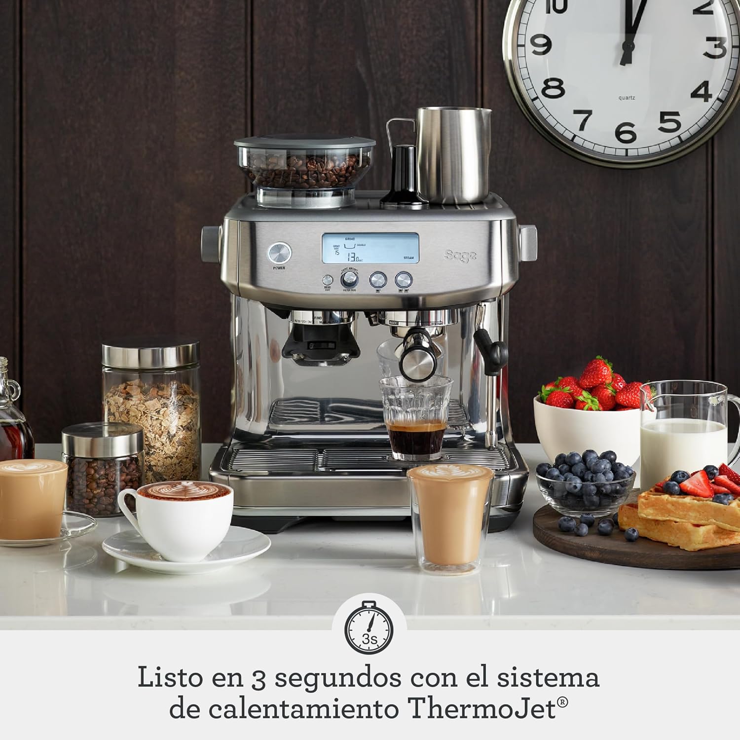 Sage Barista Pro SES878BST - Cafetera Profesional con Espumador de Leche Manual