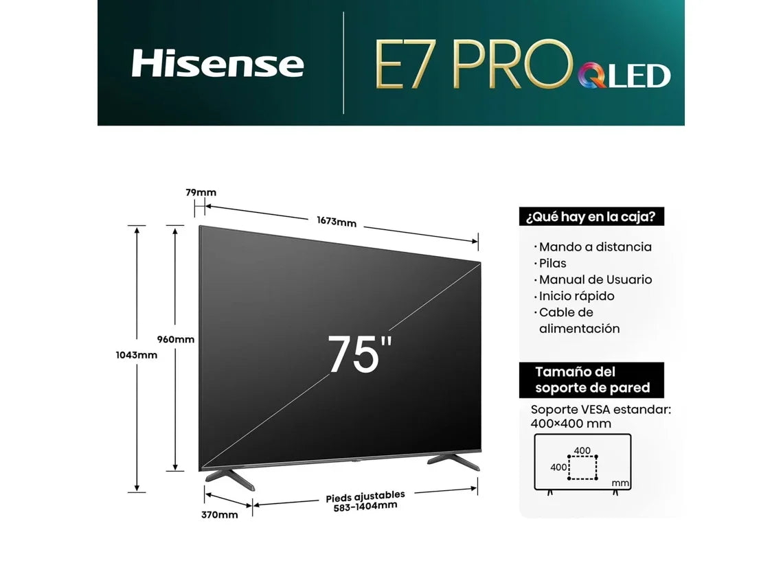 TV HISENSE 75E7NQ-PRO (QLED - 75'' - 191 cm - 4K Ultra HD - Smart TV)